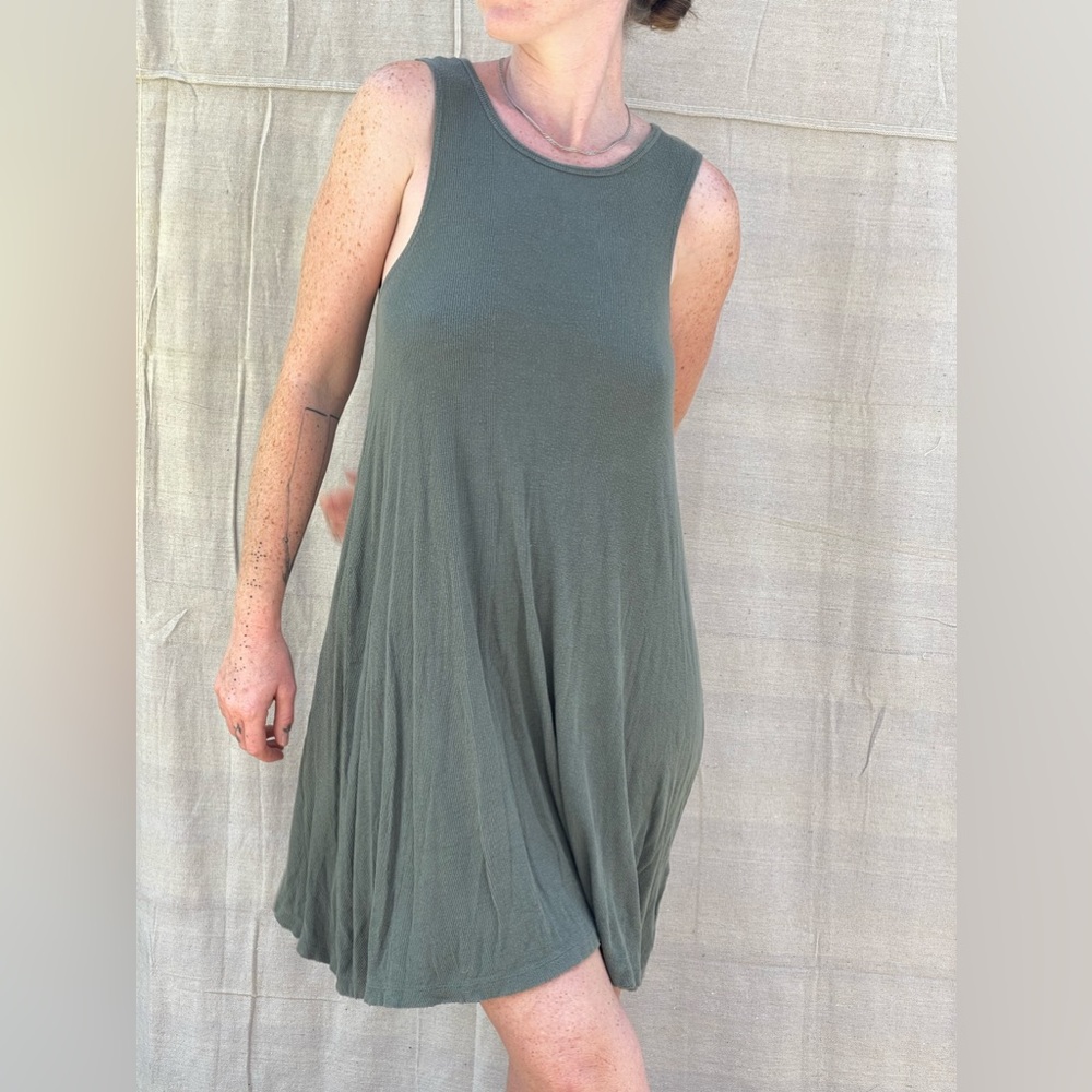Sage Green Short Ribbed Dress